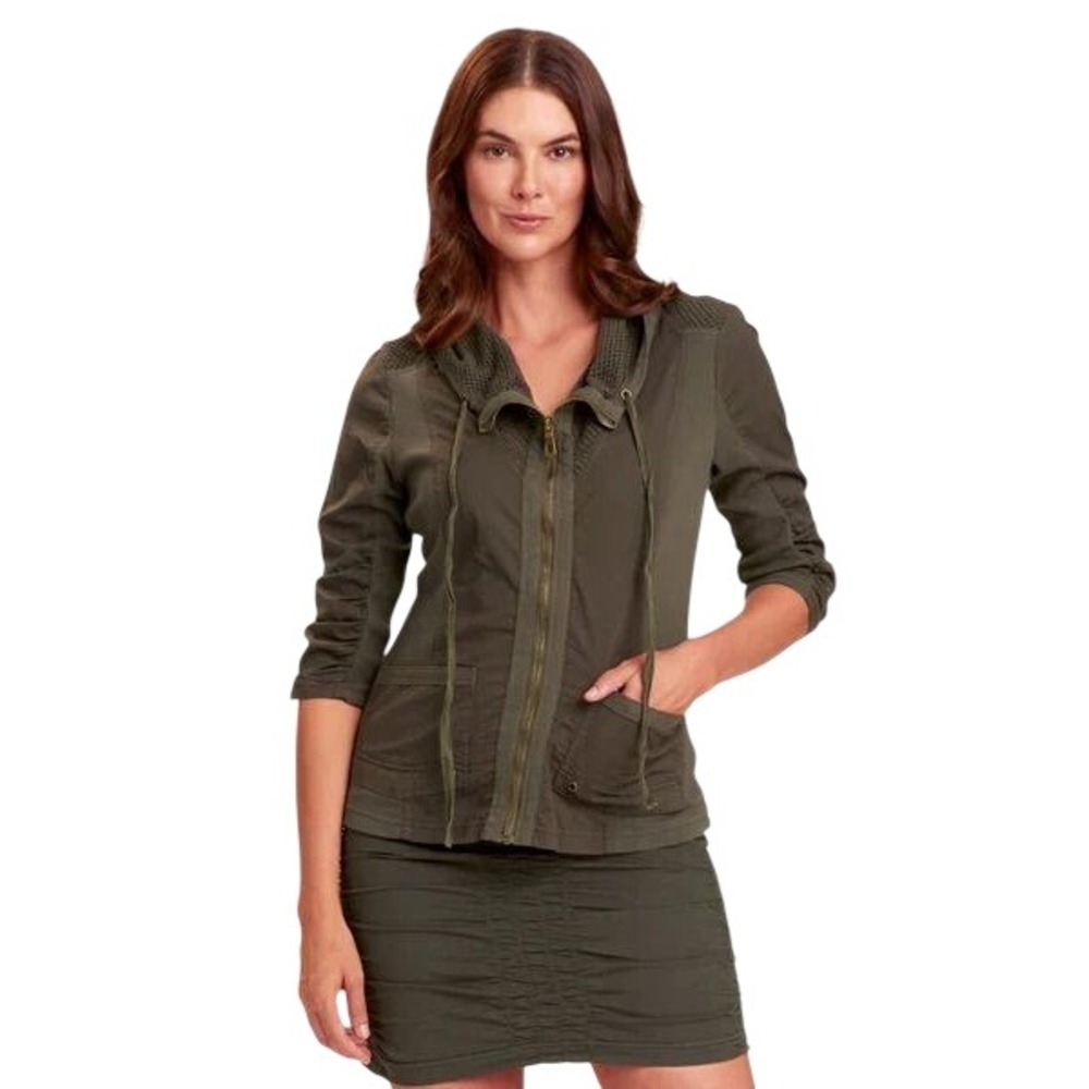 XCVI Women's Wearables Fjord Long Sleeve Full Zip Hooded Utility Jacket Sz Small